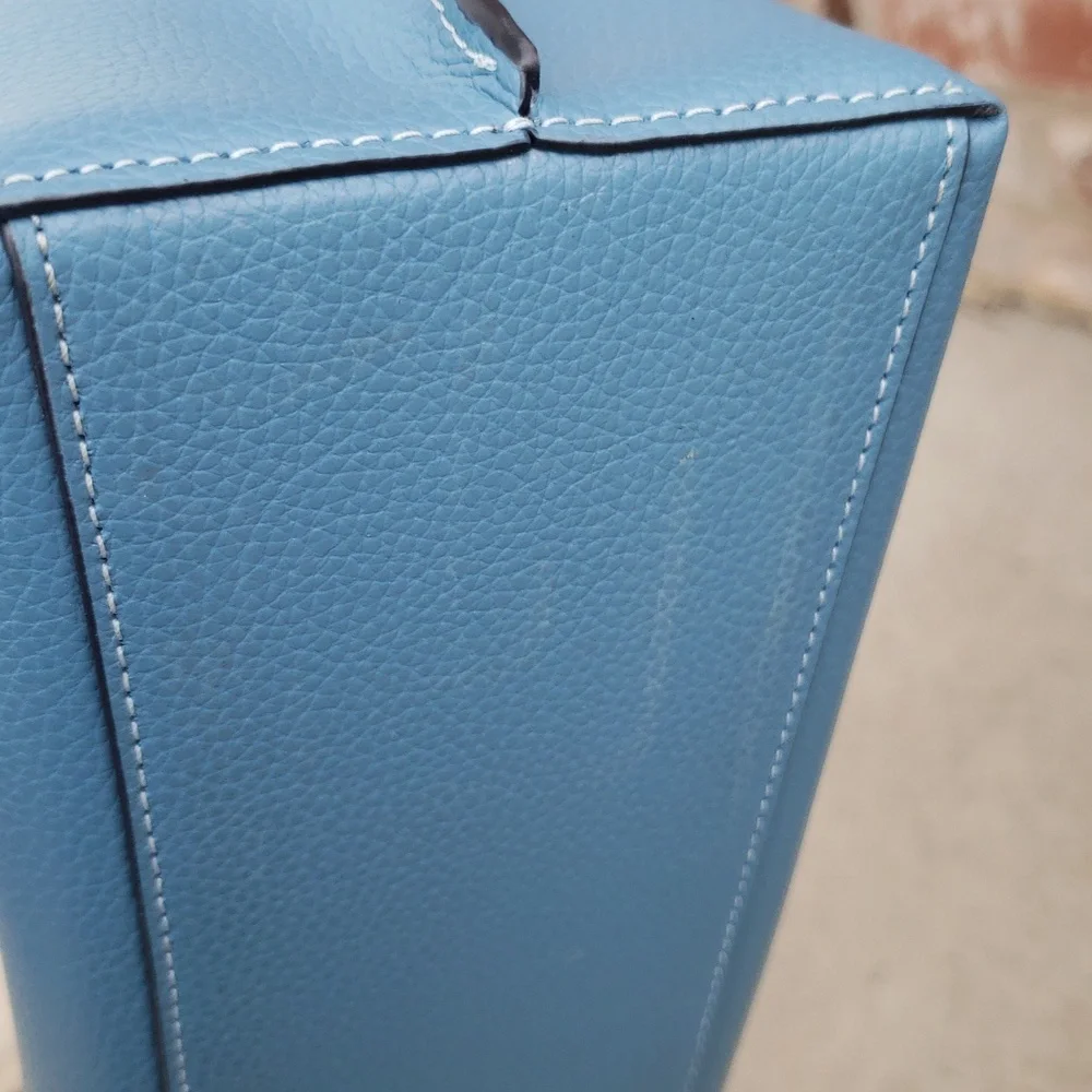 Coach Mollie Tote 25 Leather Satchel Convertible Bag Pacific Blue Designer - Picture 6 of 17